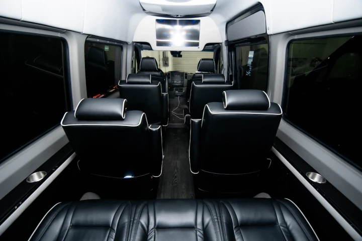 Interior photo of a Mercedes Sprinter 2500 with a fully customized interior.